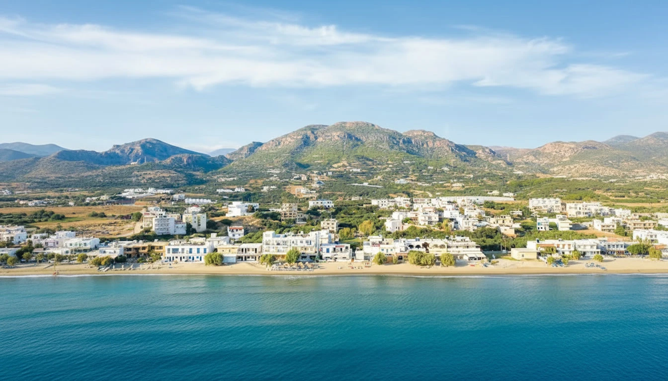 Analipsi crete panoramic view of the seaside village, crete, tourist guide, travel guide,